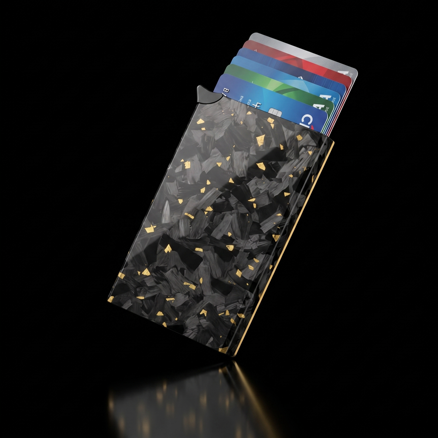 Forged Gold — forged carbon pop-up cardholder