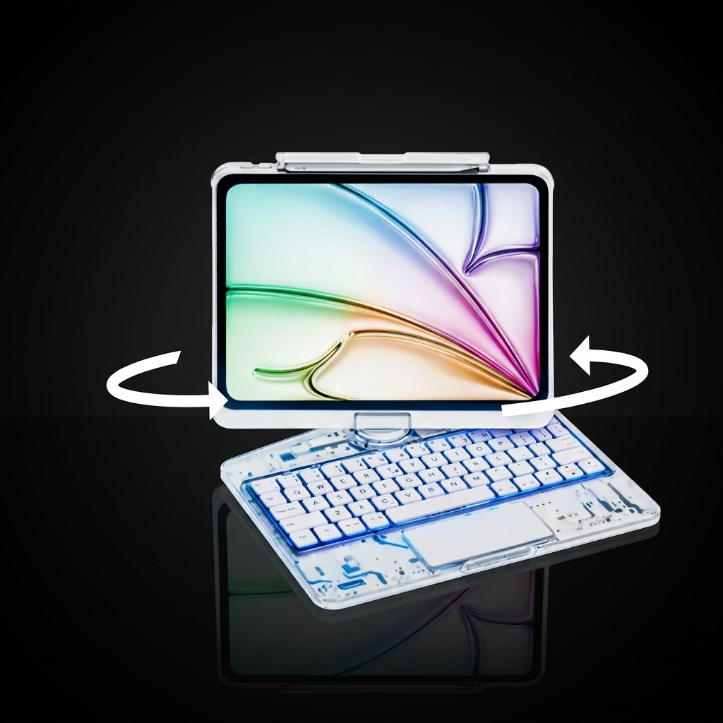 The Pivot iPad Keyboard Case Ghost White — 360 degree swivel rotation