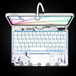 The Pivot Ghost White — backlit keyboard and trackpad top view