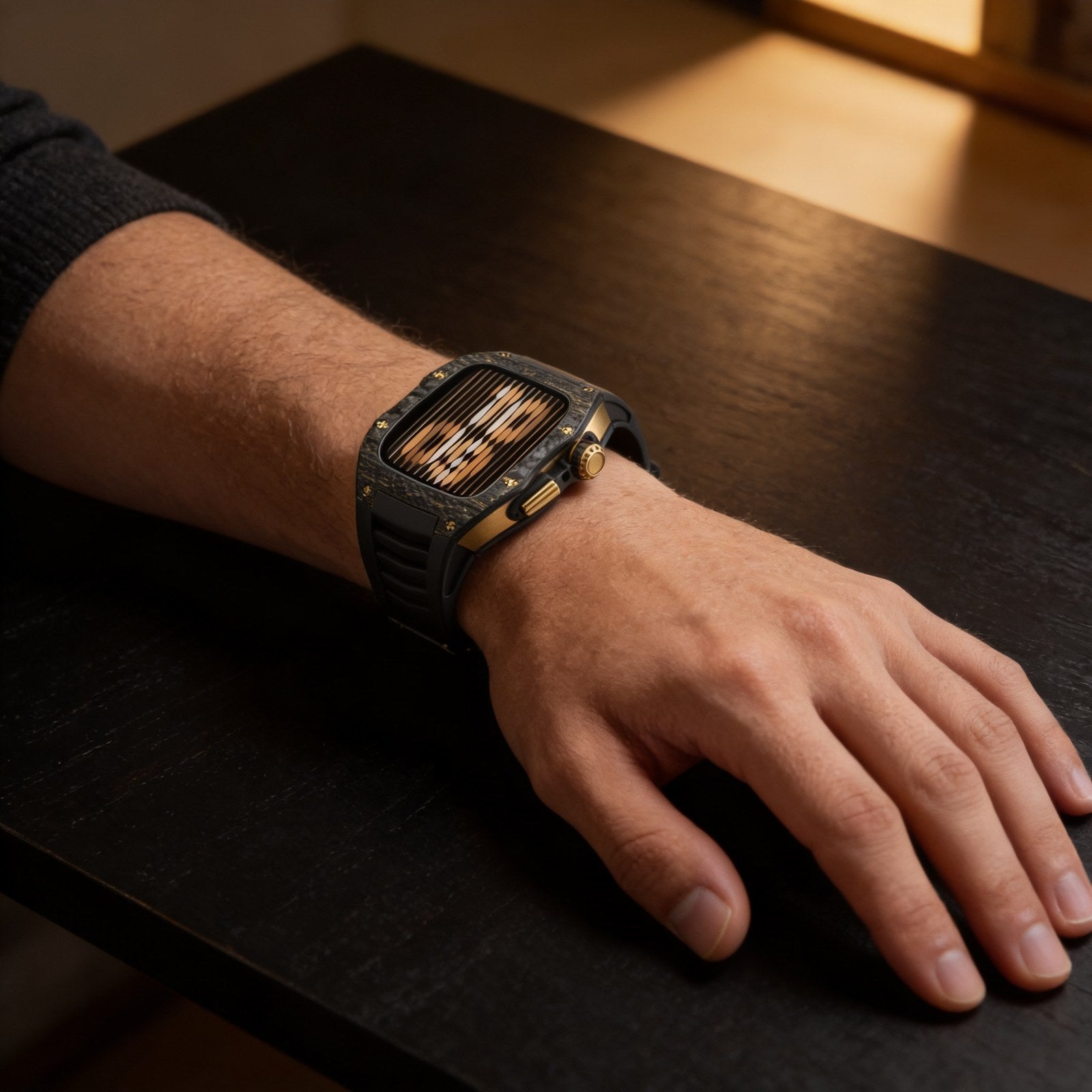 Forged Apple Watch case on wrist